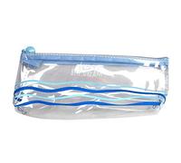 Xbsduih Astuccio trasparente per cancelleria in PVC blu, Blu