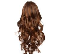 Xbsduih Centro Parrucchino Stile Europeo e Americano - Parrucca Lunga A Ricci Lungo con Parte Centrale, Capelli Ondulati In Fibra per Donne, Resistente