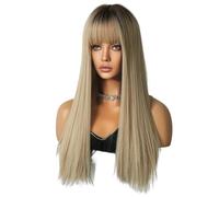 Xbsduih Champagne, testa colorata, 64 cm, parrucca cosplay, Europa e America, capelli lunghi e lisci, gradiente, parrucca copricapo, durevole, facile da usare