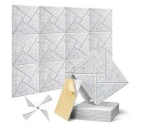 Xbsduih Confezione da 12 pannelli acustici autoadesivi, 12 x 12 x 0,4, fonoassorbenti, per uffici domestici (grigio argento), durevoli