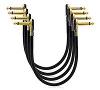 Xbsduih Confezione da 4 cavi patch per chitarra nera da 12 pezzi, spina pancake dorata ad angolo retto per scheda a pedale effetto