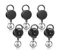 Xbsduih Confezione da 6 robusti porta badge retrattili, porta badge con clip per cintura, porta badge retrattile con clip per cintura, anello portachiavi, facile da installare, facile da usare