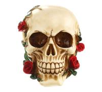 Xbsduih Cranio umano con statua di rosa canina, piccole sculture della testa, personaggi collezionabili del cranio, facile da installare, facile da usare