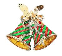 Xbsduih Cristallo Natale campana spilla decorazione di Natale strass busta sciarpa fazzoletto clip Natale decorazione gioielli regali, lega di zinco
