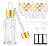 Xbsduih Flacone con Contagocce In Vetro Confezione da 24 Flaconi In Vetro Trasparente Vuoti con 2 Imbuti e 2 Pipette Lunghe, Flaconi con Contagocce da 30 Ml