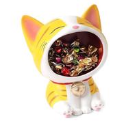 Xbsduih Grazioso contenitore decorativo per statuetta di gatto, moderna scultura artistica in resina, facile da usare, 19 x 20,5 cm
