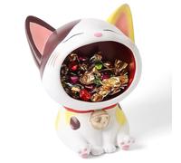 Xbsduih Grazioso contenitore decorativo per statuetta di gatto, moderno scultura artistica in resina, dimensioni 19 x 20,5 cm