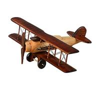 Xbsduih Modello di aereo in legno vintage a due piani, decorazione desktop, oggetti di scena, souvenir, oggetti da collezione, durevole