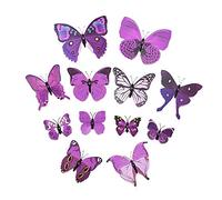 Xbsduih Novità Art Design Adesivi Adesivi Murali 3D Farfalla Wall Stickers Control Decorazione Camera 12 Pezzi (LViola)