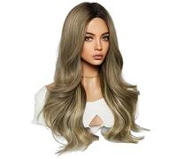 Xbsduih Parrucca Biondo con Riflessi 63 cm Europeo Americano Capelli Ricci Lunghi Parrucca con Testa Piena con Media Facile da Usare