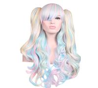 Xbsduih Parrucca Cosplay Doppia Molletta Colorata Come Mostrato Elegante Moda di Alta Gamma Parrucca Facile da Indossare