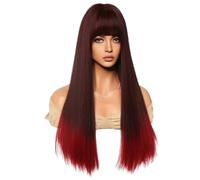 Xbsduih Parrucca Cosplay Nera Sfumata 62 cm Europa e America Parrucca con Copertura Della Testa di Colore Sfumato per Capelli Lunghi Lisci Resistente e Facile da Installare