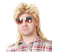 Xbsduih Parrucca da Uomo Mullet con Scialle Capelli Ricci '80 Costume Glam Accessori per Feste Parrucca Cosplay