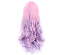 Xbsduih Parrucca Lunga e Ondulata per Cosplay Rainbow In Fibra Sintetica Resistente al, Capelli Sintetici Naturali, con Gradienti, 70cm, di Finissima Lavorazione e Resistente.