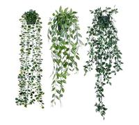Xbsduih Piante Artificiali Sospese Confezione da 3 Pezzi di Eucalipto Artificiale in Vaso Verde Finto Eucalipto Mandala Vite