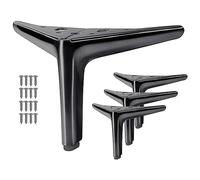 Xbsduih Piedini in metallo per armadio, divano, tavolo, sedia, letto, cassettiera, armadio, rialzo, colore nero