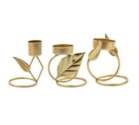 Xbsduih Portacandele in ferro battuto, 3 pezzi, portacandele a foglia, colore oro, per matrimonio, Natale, sala da pranzo, San Valentino
