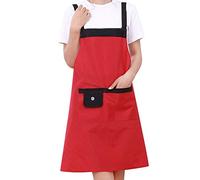 Xbsduih Rosso Barber Apron Salopette Regolabile Impermeabile con 2 Parrucchiere Kit Salone Capelli Strumento