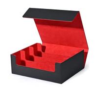 Xbsduih Scatola per carte da collezione, chiusura magnetica, porta carte, coperchio con caricamento laterale, scatola per carte da gioco, nero + rosso, durevole, facile da usare