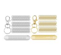 Xbsduih Set di 100 moschettoni girevoli con portachiavi, clip portachiavi in metallo per portachiavi, cordino, chiavi, artigianato, argento + oro