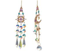 Xbsduih Set di 2 prismi per finestre con sole, luna, arcobaleno, vintage, acchiappasole
