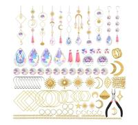 Xbsduih Set di 200 acchiappasole con cristalli per adulti, con arcobaleno, prisma, pendenti, durevoli, facili da usare, oro