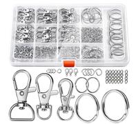 Xbsduih Set di 265 chiusure a moschettone in metallo con anello portachiavi per fai da te, clip per cordino, moschettone, chiusura a vite