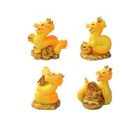 Xbsduih Set di 4 statuette di drago per Capodanno cinese 2024, in resina, segno zodiacale cinese dorato, statuetta del drago, statuetta portafortuna, decorazione per scrivania, ornamenti