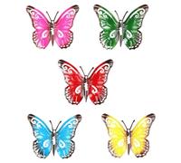 Xbsduih Set di 5 decorazioni da giardino in metallo 3D con farfalle, grandi, decorative, colorate