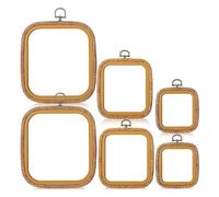 Xbsduih Set di 6 telai da ricamo quadrati, 3 misure, finto legno, cornice decorativa per punto croce, telaio per ricamo, durevole