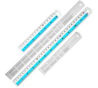 Xbsduih Set di Righelli In Metallo da 12+6 Pollici: il Righello con Bordo Dritto Ha Misure Imperiali Che Metriche, Perfetto per Progetti DIY, Blu