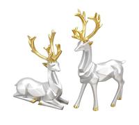 Xbsduih Set regalo decorativo 2 scultura di cervo geometria 3D per sottolineare l'atmosfera festiva, set di decorazioni