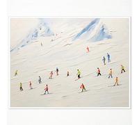 xbsifyiooa Poster vintage con sci, paesaggio invernale con neve e montagna, stampe artistiche colorate di Natale, decorazione da parete per gli amanti degli sport all'aria aperta, 30,5 x 40,6 cm,