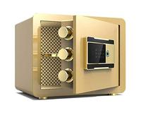 XBTGS A prova di fuoco impermeabile deposito s impronta digitale elettronica casa doppio armadietto chiave s per documenti d'identità, documenti A4, computer portatili, gioielli 35 25 25 cm f, nero, A