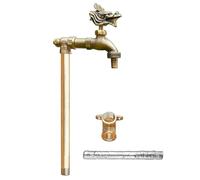 XBTGS Colonna d'acqua da giardino con rubinetto a forma di drago, per esterni, autoportante, antigelo, tutto in rame, per irrigazione e irrigazione, oro, 40 cm, oro