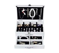 XBTGS Grande espositore per gioielli/scatola regalo, organizer per trucchi e gioielli, custodia da viaggio con cassetto, con serratura per organizzare gli accessori per il trucco, B, B, B