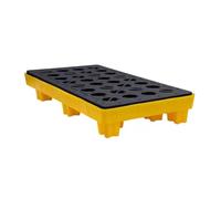 XBTGS Pallet di contenimento delle fuoriuscite per la prevenzione di perdite di olio e sostanze chimiche, vassoio in plastica resistente per uso industriale e magazzino, giallo-120 x 60 x 18 cm