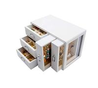 XBTGS Portagioie organizer per gioielli con 3 cassetti e 2 ganci per orecchini, espositore due in uno, per donne e ragazze, scatole regalo e organizer per gioielli,