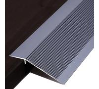 XBTGS Striscia di transizione in lega di alluminio per pavimenti irregolari, larghezza 10 cm, antiscivolo, per ingresso stanza, larghezza 10 cm, grigio scuro