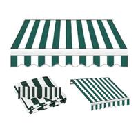 XBTGS Tessuto di ricambio impermeabile a strisce verdi per tenda retrattile per giardino, balcone e finestra, adatto per 150-400 cm, monocolore, 400 x 300 cm, monocolore 400 x 300 cm