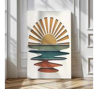 XBTYKPB 1 pezzo con cornice Boho Sunrise Wall Art Canvas Textured Poster Painting Wall Decor per camera da letto e soggiorno, quadri murali con foto 30x45 cm senza cornice