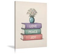 XBTYKPB Amore, Pace, Gioia, Trio di libri sulla felicità, poster, stampe artistiche su tela, per soggiorno contemporaneo, bagno 50x70 cm senza cornice