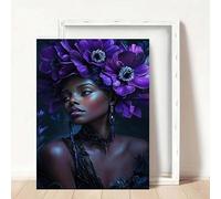 XBTYKPB Arte murale minimalista - Stampa su tela con corona di fiori viola e abito scuro, decorazione per la casa, per soggiorno, dipinto estetico (60x90 cm/senza cornice)