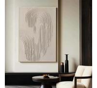 XBTYKPB Grande dipinto con texture 3D beige, tela astratta in gesso, arte murale Wabi Sabi, quadri murali minimalisti su tela 50x70cm con cornice