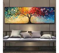XBTYKPB Grande stampa su tela - Albero della vita - Quadro con motivo geometrico contemporaneo - Stampa su tela con stagioni primaverili ed estive, poster 60x180 cm senza cornice