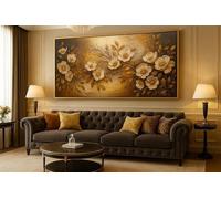 XBTYKPB Petali di Divinità Decor, Arte murale con fiori dorati, Stampe su tela, Arredamento moderno per la casa, Quadri da parete per soggiorno 50x100 cm senza cornice