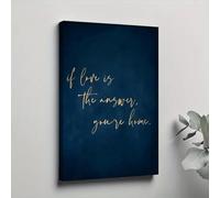 XBTYKPB Poster su tela, blu e oro, Se l'amore è la risposta, sei a casa, dipinti su tela, per camera da letto, soggiorno, murale 80x120 cm senza cornice