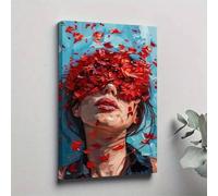 XBTYKPB Poster su tela, Petali rossi, Donna misteriosa, Dipinti su tela impressionisti, Per camera da letto, soggiorno, corridoio, 80x120 cm con cornice