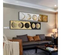 XBTYKPB Quadri astratti dorati della luna da parete, stampe su tela, dipinti di paesaggi, poster della luna per soggiorno, decorazioni per la casa, decorazioni da parete 50x150cm*2 senza cornice