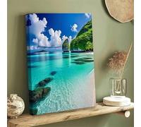 XBTYKPB Quadro con barriera corallina tropicale e isola - Poster con paesaggi costieri, stampe su tela, quadri da parete, decorazioni murali 50x70 cm senza cornice